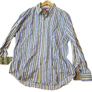 Robert Graham Men's Long-Sleeve Button-Up Shirt Size 3X Multicolor Striped